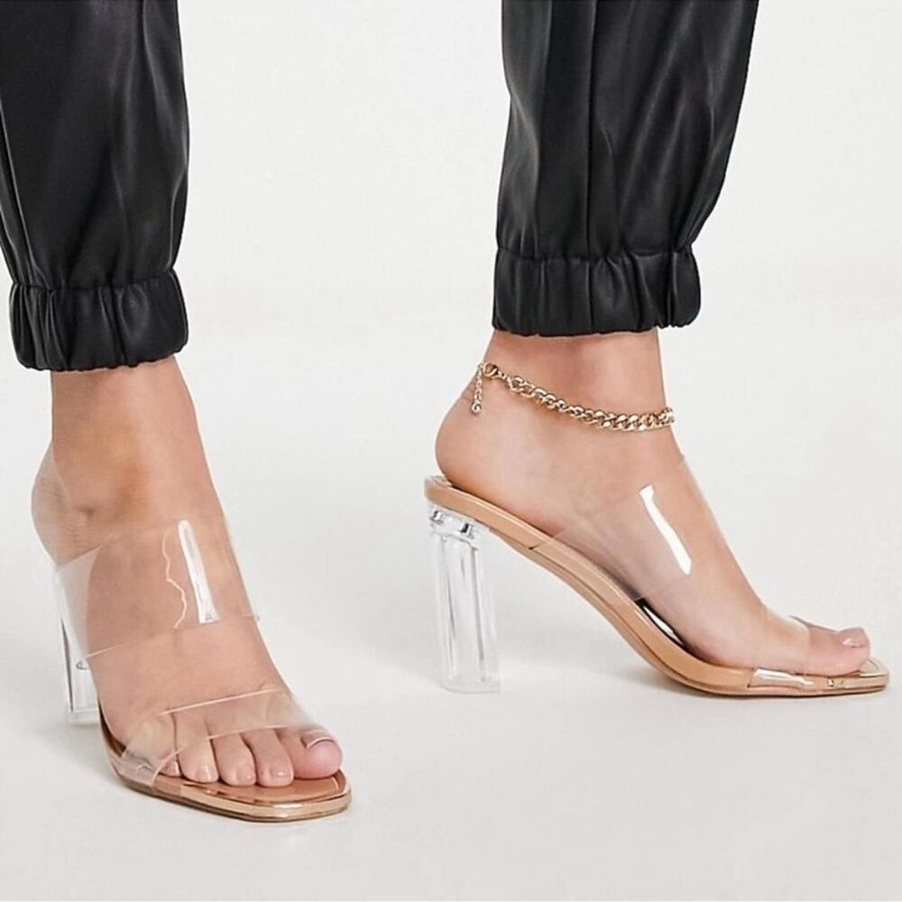 Simmi London Clear nude block PVC heels